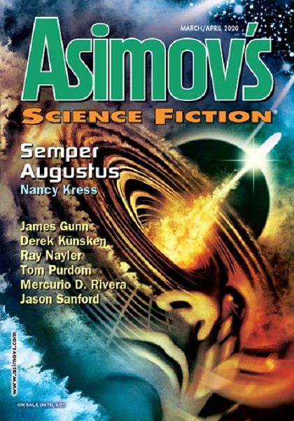 Asimov's March-April 2020 edited by Sheila Williams, reprint art by John Picacio