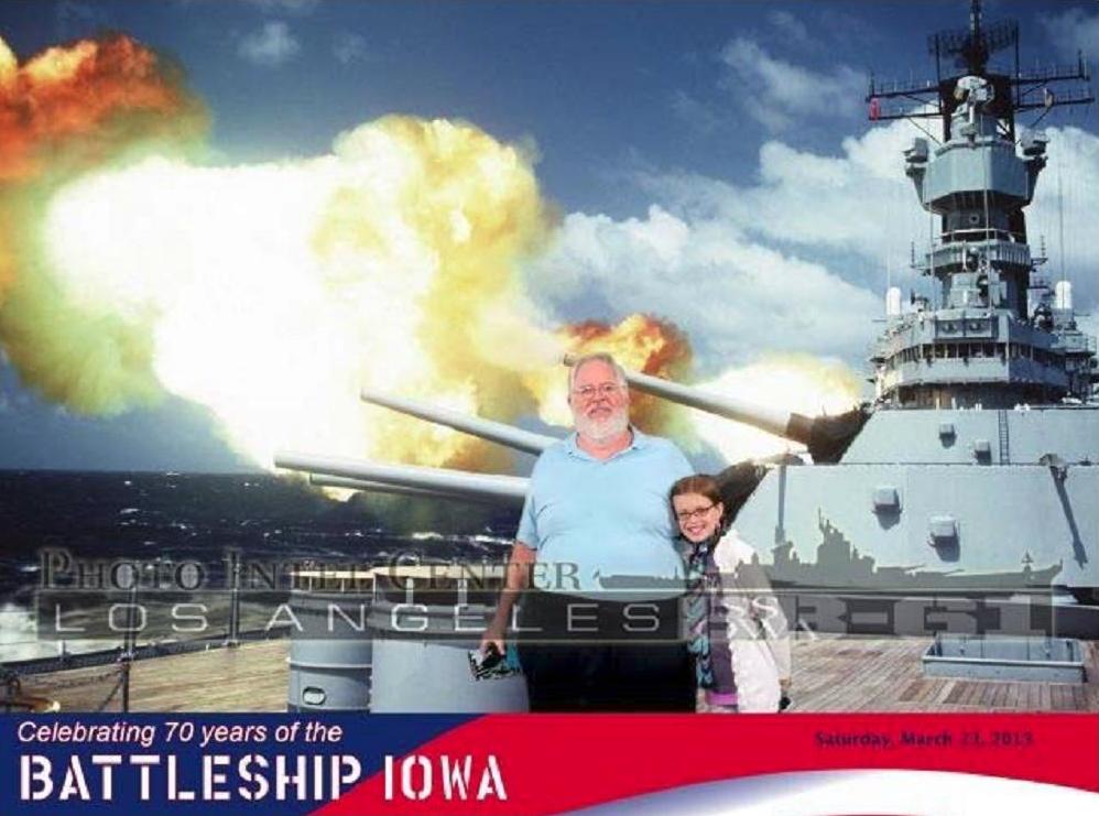 Mike Glyer and Sierra visit the USS Iowa in 2013.