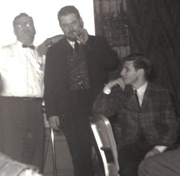 Isaac Asimov, Randall Garrett, and Harlan Ellison at the 1959 or 1960 Worldcon.