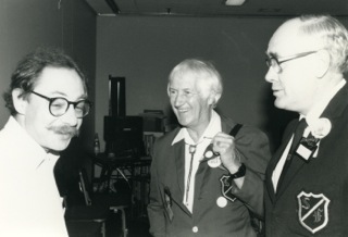 Sidney Coleman, Dave Kyle and James White at the 1987 Worldcon. Photo by and copyright © Andrew Porter