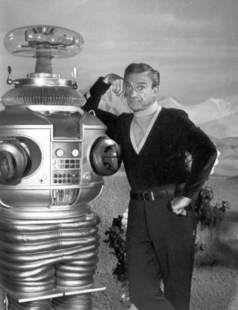 Jonathan Harris and Robot from Lost in Space.