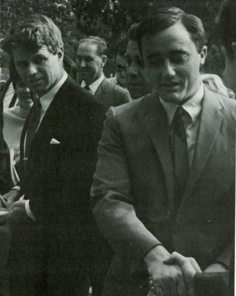 Robert F. Kennedy and Robert Vaughn in 1968.