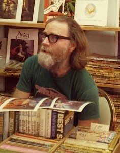 Rusty Hevelin at a Boskone in the 1970s. Photo by Andrew Porter.