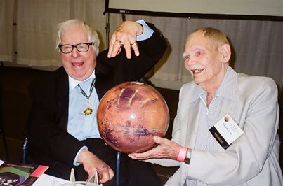 Bradbury and Pohl with the Red Planet. Photo by Terry Pace.