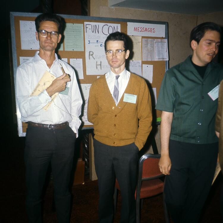 Bill Cox, Arthur Jean Cox, and Earl Thompson at FUNcon I in 1968.