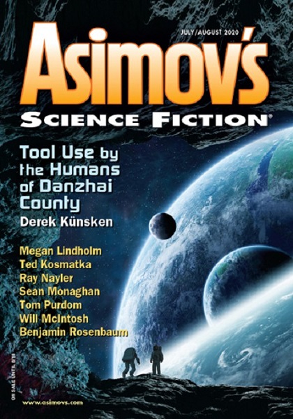 Asimov's July-August 2020 edited by Sheila Williams, art by Sebastien Decoret