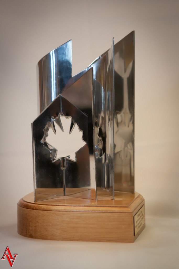 Aurora Award Trophy designed by Frank Johnson of Edmonton. 