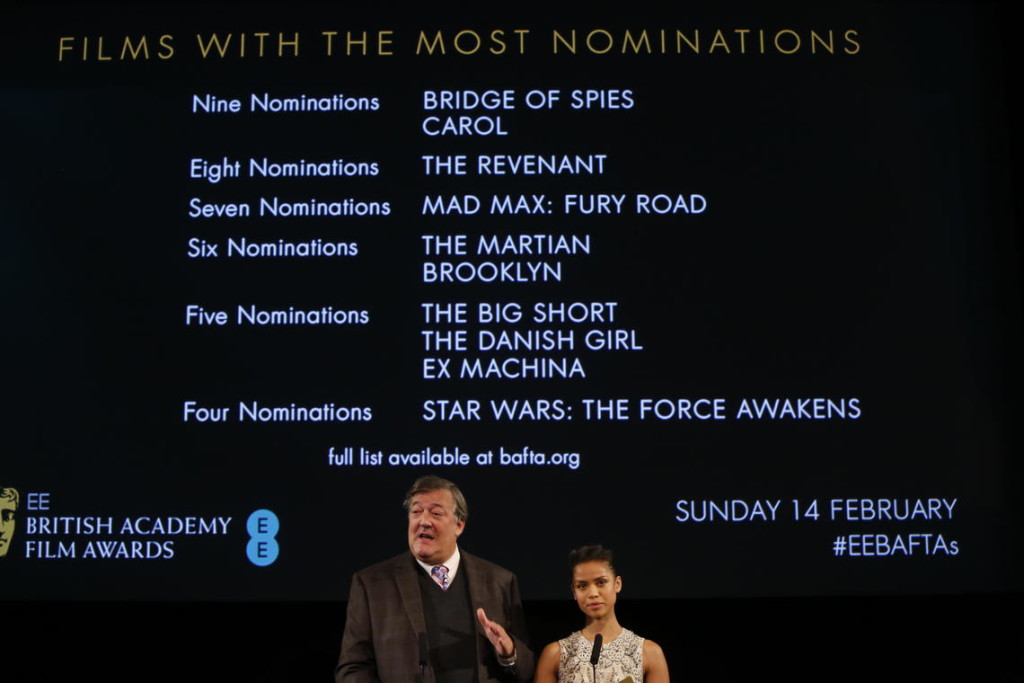 Stephen Fry and Gugu Mbatha-Raw announce the BATFA nominees.