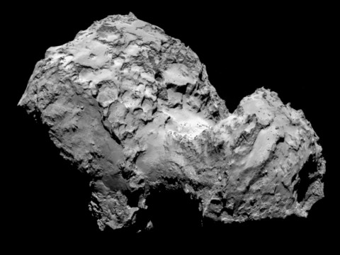 A  view of Comet 67P/Churyumov-Gerasimenko taken by Rosetta’s OSIRIS narrow-angle camera on Aug. 3 from a distance of 177 miles. (European Space Agency image.)