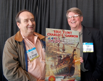 Eric Flint (left) and Charles E. Gannon (right), authors of the new novel in the best-selling "1632" alternate world series. Photo by and copyright © Andrew Porter.