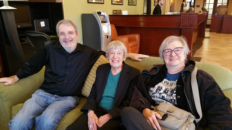 David Gerrold, Ursula K. Le Guin and Suzy McKee Charnas. Photo used by permission.