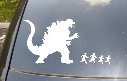 Godzilla Attack Family Car Sticker