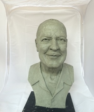 "Artist's proof" of Heinlein bust by artist E. Spencer Schubert .