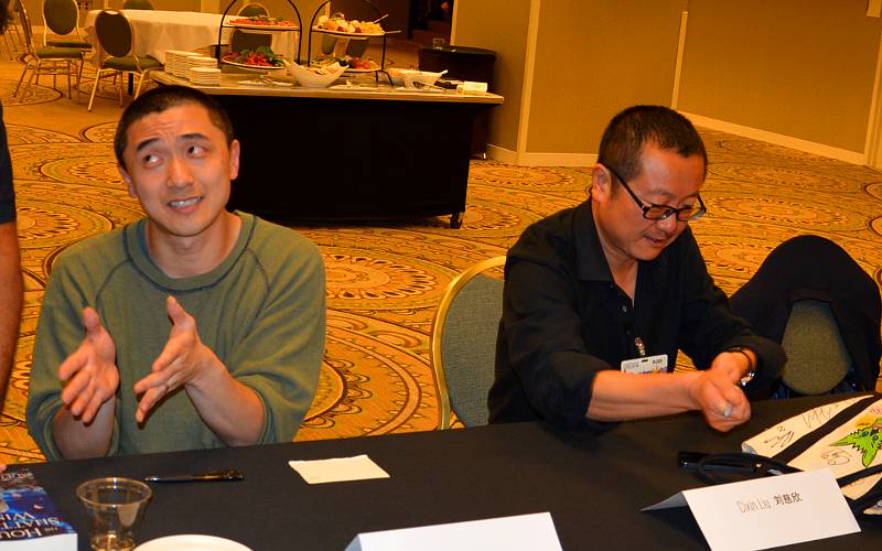 Ken Liu and Cixin Liu at the Autograph Session during SFWA Nebula Weekend. 