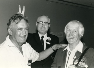 Walter A. Willis, left, James White, center, and Dave Kyle in 1987. Photo by and copyright © Andrew Porter