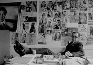 G.B.England. Pinewood. Legendry publicist Tom Carlile at his desk in Pinewood Studios where he masterminded the publicity for the early James Bond films. (1965)