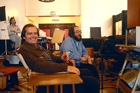 Jack Nicholson, center, Stanley Kubrick, right.