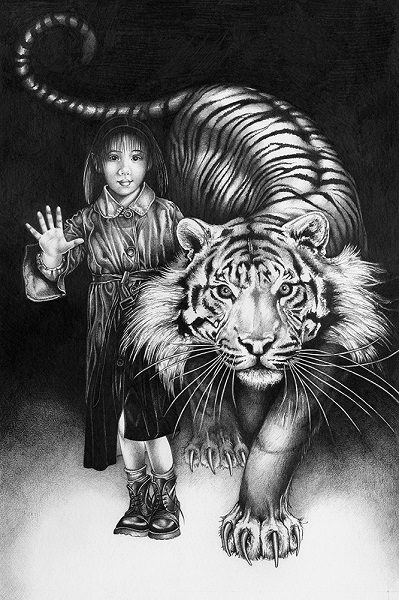 Orfeia Fae Girl with Tiger by Bonnie Helen Hawkins