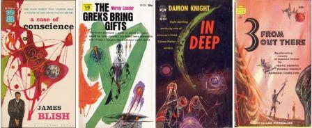 Paperback covers by Richard Powers.