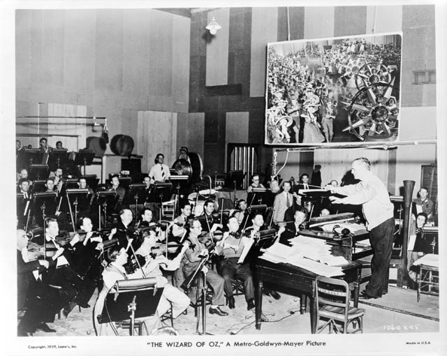 Studio musicians recording the score of  The Wizard of Oz.