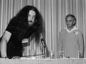 Alan Moore and Jack Kirby in 1985.