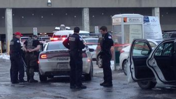 Arrest in progress outside G-Anime in Quebec.