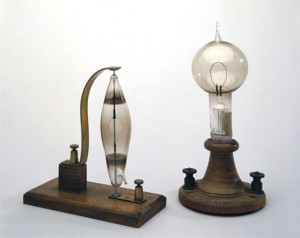 Two light bulbs: Joseph Swan’s 1878 version (left) and Thomas Edison of 1879.