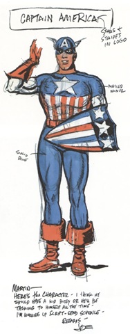 Joe Simon's very first sketch for his co-creation, with Jack Kirby, of Captain  America!